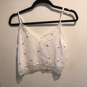 SALE White Floral Crop Top